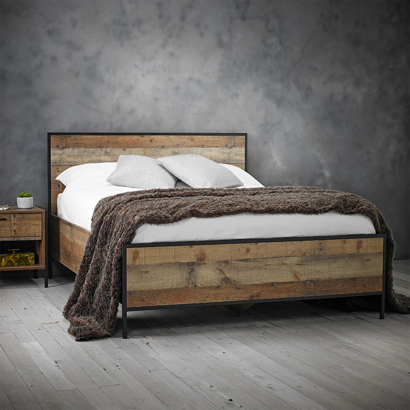 Hoxton Oak Finish Double Ottoman Bed by Lavishway | Wooden Beds-35270
