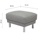 Cleveland Nova Light Grey Fabric Footstool by Lavishway | Stools & Pouffes-30042