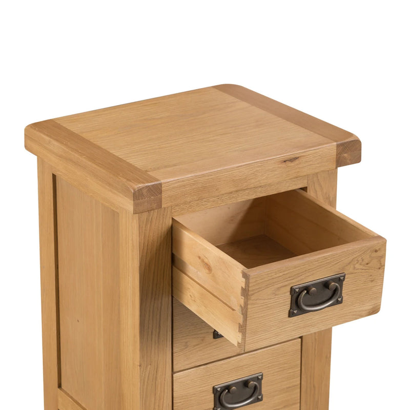 Chunky Oak 3 Drawer Small Bedside Cabinet by Lavishway | Bedside Tables-37289