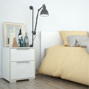 Line White and Oak 2 Drawers Bedside Cabinet by Lavishway | Bedside Tables-29873