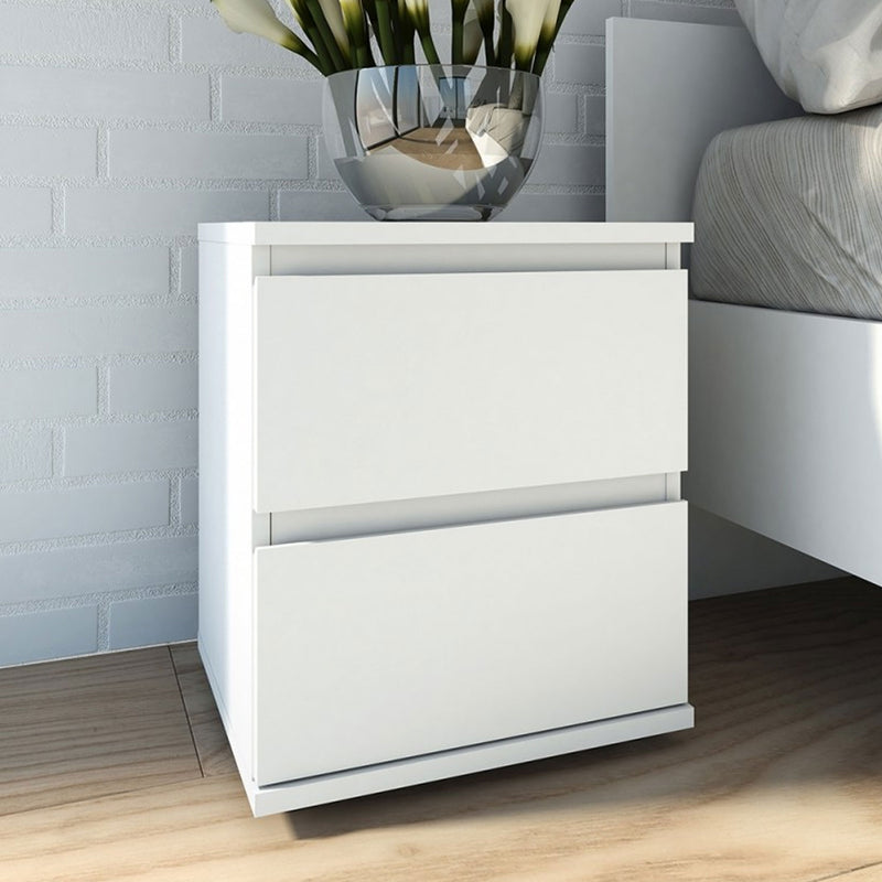 Nova White 2 Drawers Bedside Table by Lavishway | Bedside Tables-30137