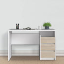 Function Plus White 3 Oak Drawers Desk by Lavishway | -30621