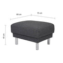 Cleveland Nova Antracit Fabric Footstool by Lavishway | Stools & Pouffes-30047