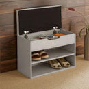 Wooden Grey Shoe Storage Cabinet With Seating by Lavishway | Shoe Cabinets-39021