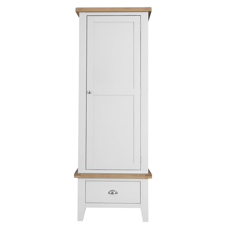 Tattershall Oak Top Single Wardrobe in White by Lavishway | Wardrobe-35981