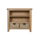 Heirloom Solid Oak 2 Wicker Storage Bookcase by Lavishway | Book Shelves and Cabinets-35892