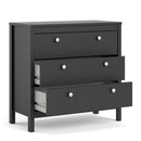 Madrid Matt Black 3 Chest Of Drawers by Lavishway | Chest Of Drawers-29937