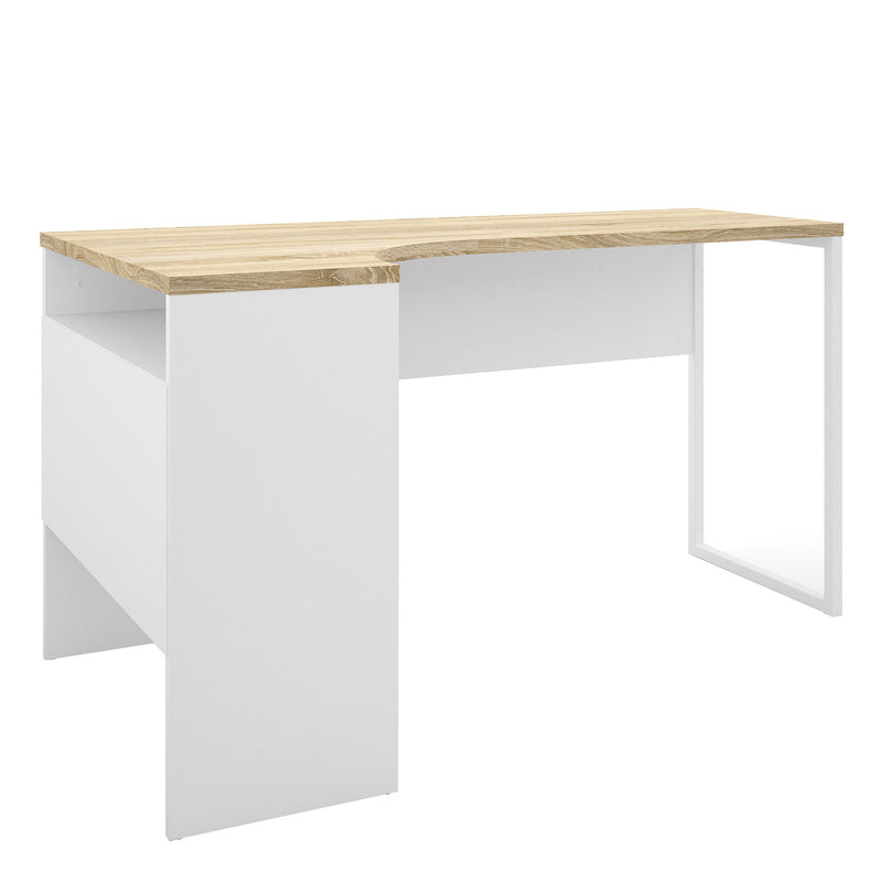 Function Plus Oak & White Corner Desk by Lavishway | Desk Pedestals-29647