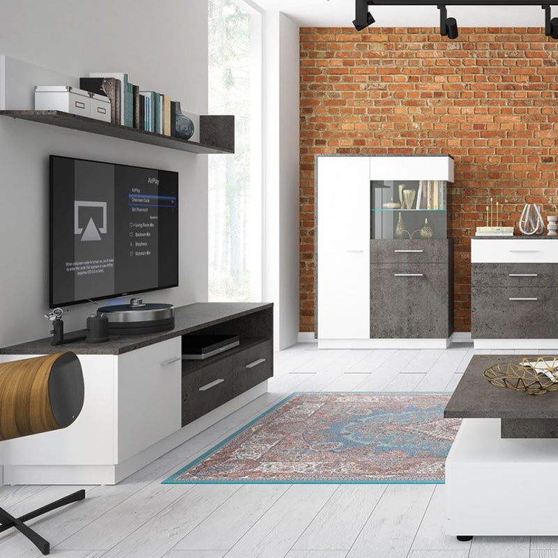 Zingaro Slate Grey & Alpine White Wall Shelf by Lavishway | Book Shelves and Cabinets-28735