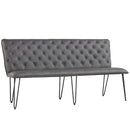 Studded Back Grey Leather Dining Bench by Lavishway | Dining Benches-31423