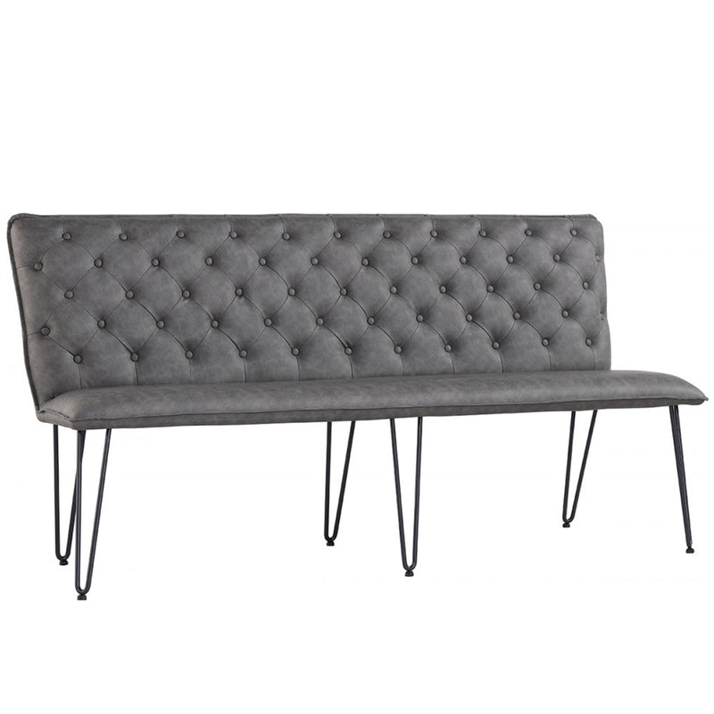 Studded Back Grey Leather Dining Bench by Lavishway | Dining Benches-31423
