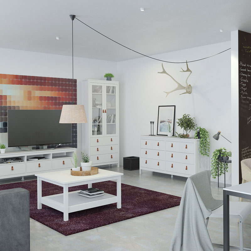 Barcelona White 2 Glass Doors Display Cabinet by Lavishway | Display Cabinet-29772