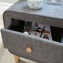 Round Edges Bedside Table - Grey by Lavishway | Bedside Tables-43473