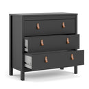 Barcelona Matt Black 3 Drawer Chest by Lavishway | Chest Of Drawers-30248