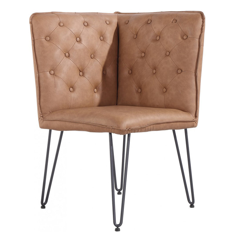 Studded Back Tan Leather Corner Dining Bench by Lavishway | Dining Benches-31331
