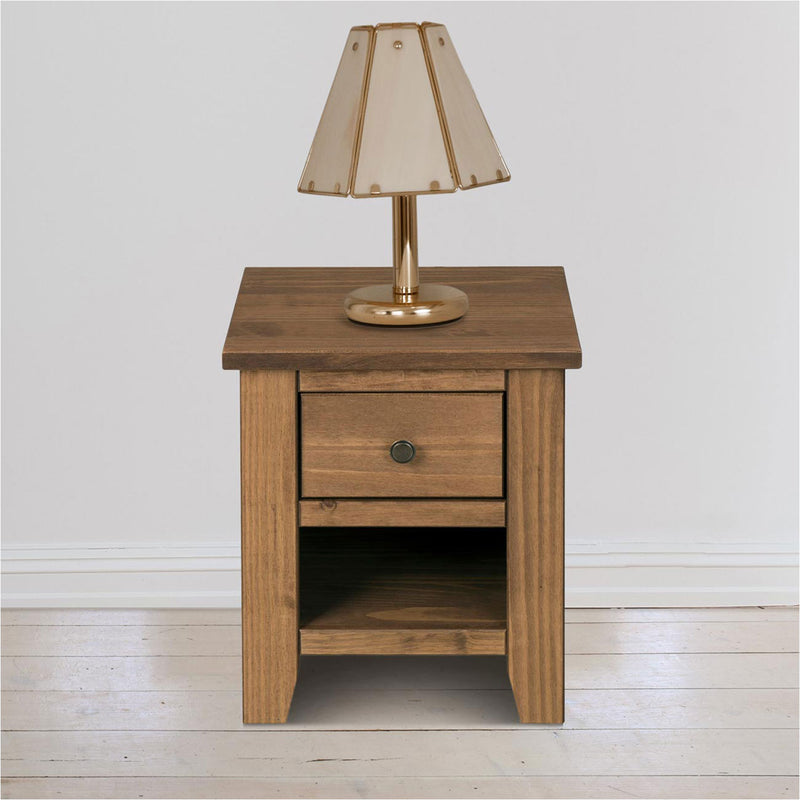Havana Pine 1 Drawer Lamp Table by Lavishway | Side Tables-32684