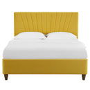 Lexie Wooden Effect Legs Velvet Double Bed by Lavishway | Velvet Bed-35618