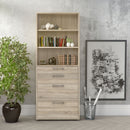 Prima Oak 4 Drawers Bookcase With 3 Shelves by Lavishway | Book Shelves and Cabinets-29070