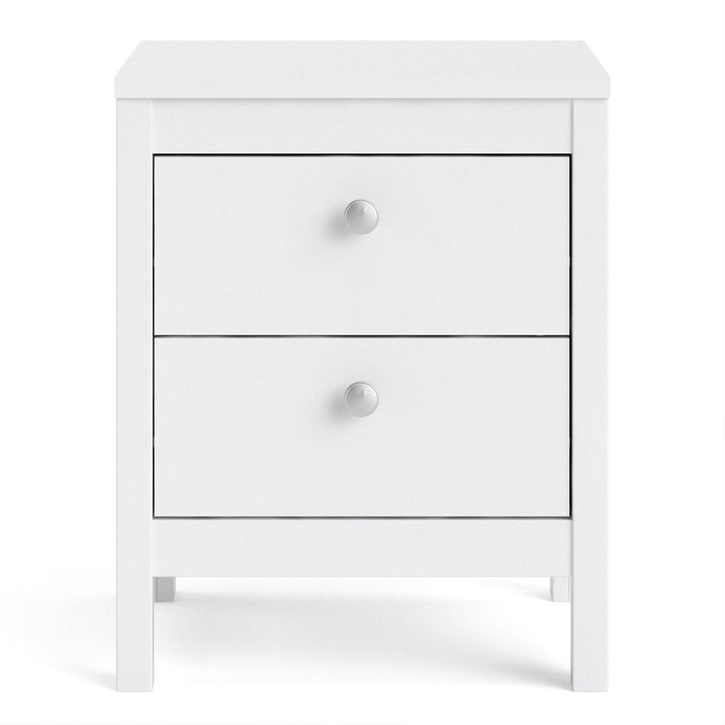Madrid White 2 Drawers Bedside Table by Lavishway | Bedside Tables-29541