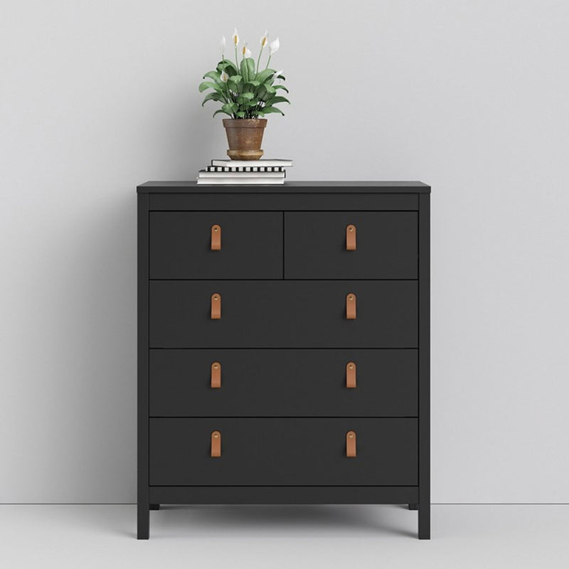 Barcelona Matt Black 2 Over 3 Chest of Drawer by Lavishway | Chest Of Drawers-30239