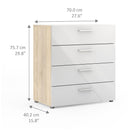 Pepe Oak & White High Gloss 4 Drawers Chest by Lavishway | Chest Of Drawers-29230