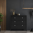 Madrid Matt Black 3 Chest Of Drawers by Lavishway | Chest Of Drawers-29935