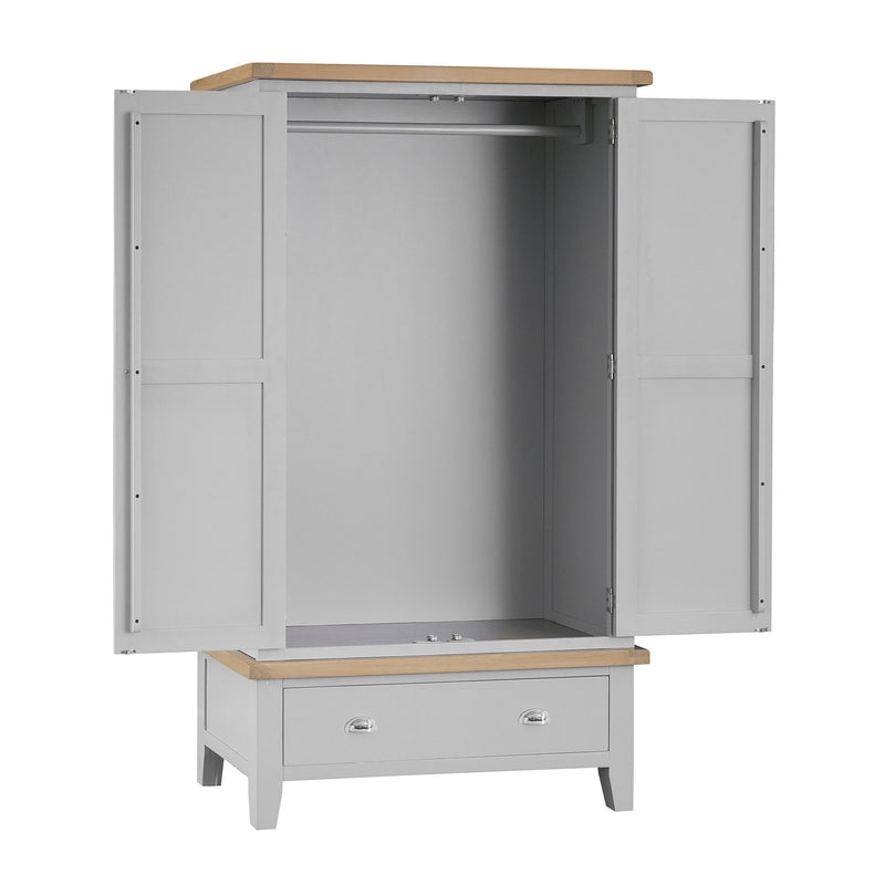 Tattershall Oak Top Large Wardrobe in Grey by Lavishway | Wardrobe-32999