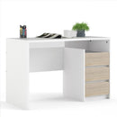 Function Plus White 3 Oak Drawers Desk by Lavishway | -30622