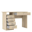 Function Plus Oak Finish 5 Drawers Desk by Lavishway | Desk Pedestals-29592