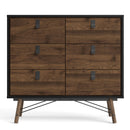 Ry Black & Walnut Finish Chest of 6 Drawers by Lavishway | Chest Of Drawers-29317