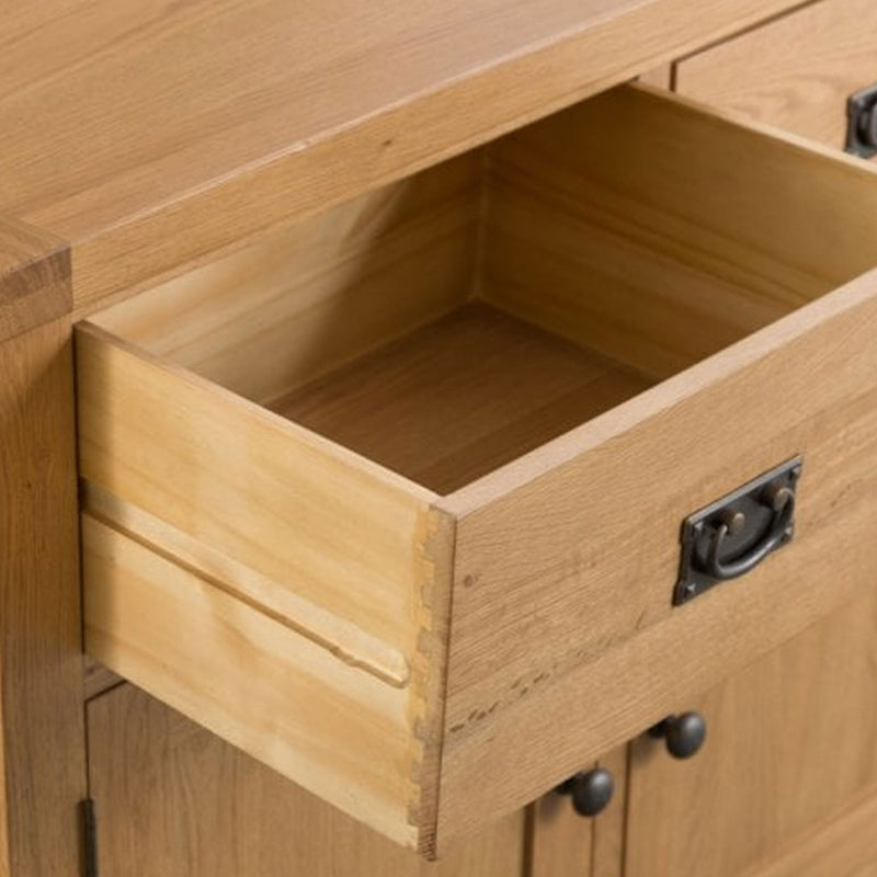 Chunky Solid Oak 4 Doors Wooden Sideboard by Lavishway | Sideboards-30746