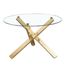 Capri Round Dining Table With Gold Metal Legs by Lavishway | Dining Tables-35340
