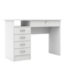 Function Plus White 5 Drawers Desk by Lavishway | Desk Pedestals-29578