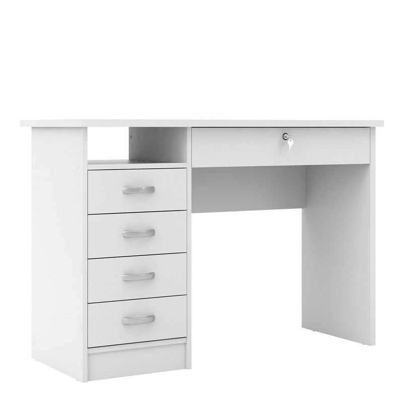 Function Plus White 5 Drawers Desk by Lavishway | Desk Pedestals-29578