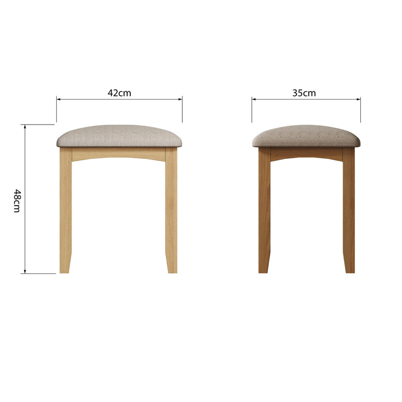 Guildford Solid Oak Dressing Table Stool by Lavishway | Dressing Table Stools-31957