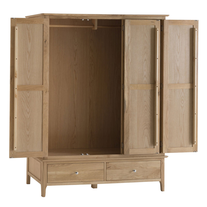 Nordic Oak Large 3 Doors Wardrobe by Lavishway | Wardrobe-32274