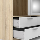 Line Oak & White High Gloss 3 Doors Wardrobe by Lavishway | Wardrobe-29566