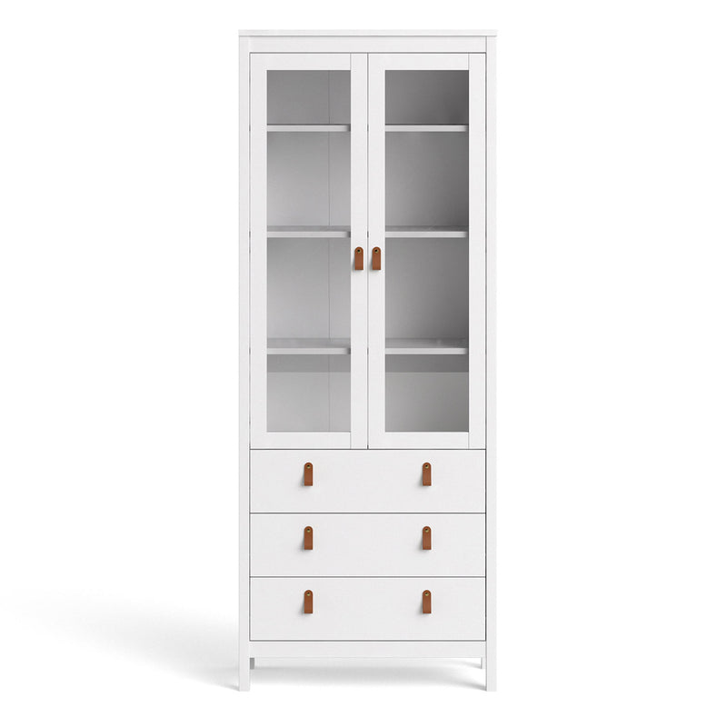 Barcelona White 2 Glass Doors Display Cabinet by Lavishway | Display Cabinet-29769