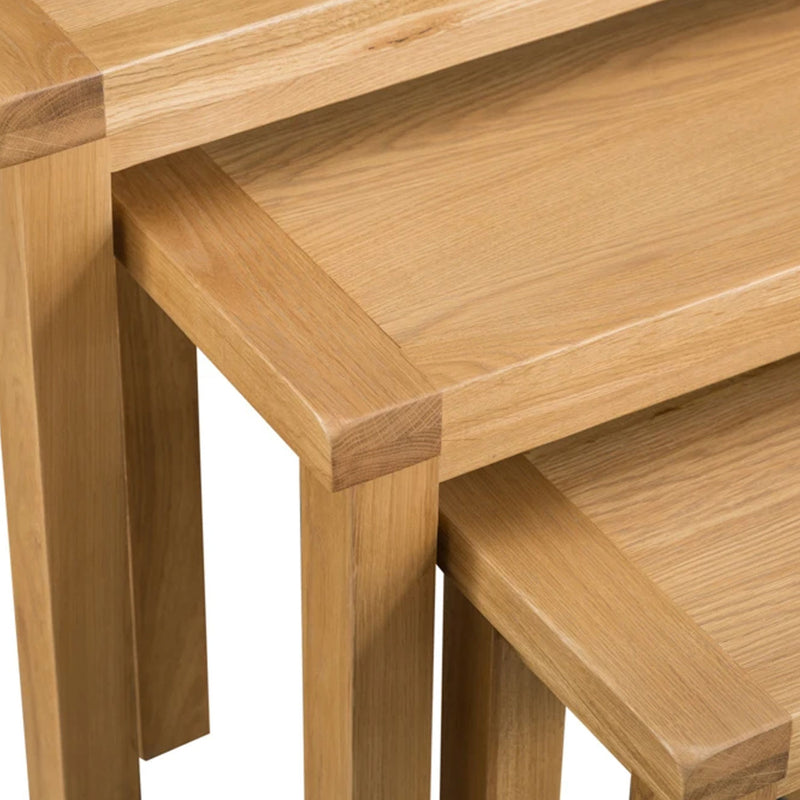 Chunky Oak Planed Smooth Nest of 3 Tables by Lavishway | Nest of Tables-32513