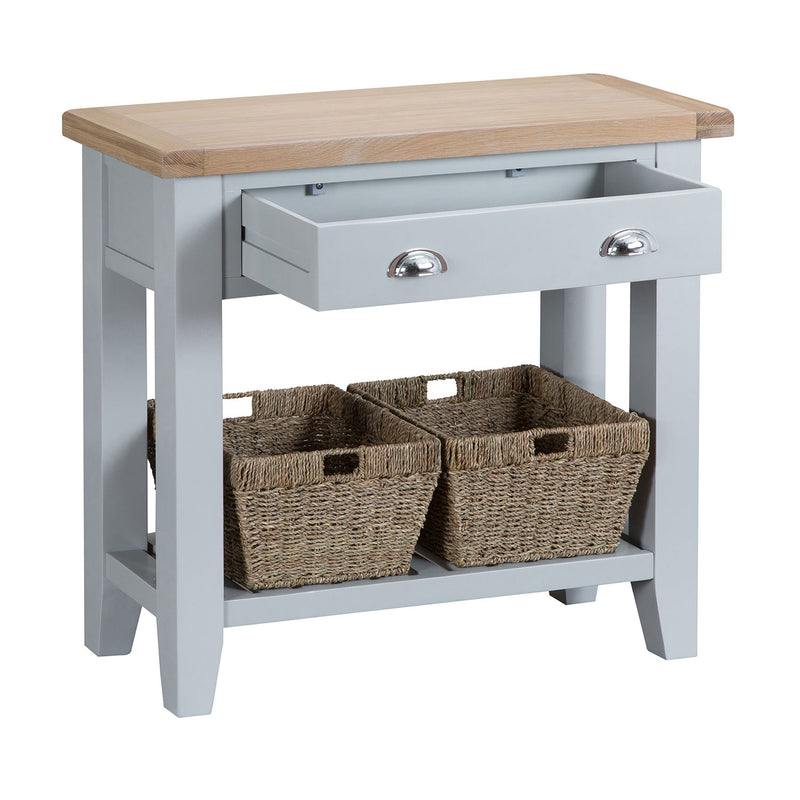 Tattershall Oak Top Console Table in Grey by Lavishway | Hallway Console Table-35948