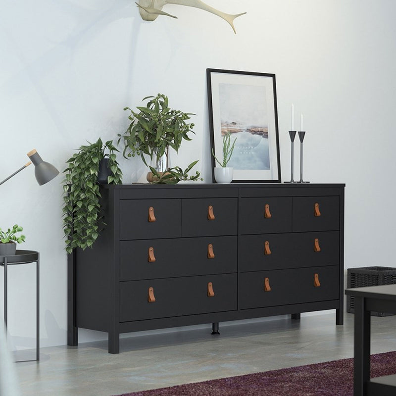 Barcelona Matt Black 8 Drawers Double Dresser by Lavishway | Sideboards-30255