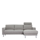 Cleveland Light Grey Left Hand Chaise longue by Lavishway | Fabric Sofas-34919