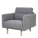 Larvik Grey Fabric Armchair with Oak Legs by Lavishway | Fabric Sofas-40736