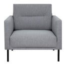 Larvik Grey Fabric Armchair Black Legs Chair by Lavishway | Fabric Sofas-33137
