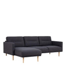 Larvik Fabric Antracite RH Sofa with Oak Legs by Lavishway | Fabric Sofas-40792