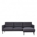 Larvik Chaise Longue Sofa with Black Legs by Lavishway | Fabric Sofas-34899
