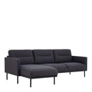 Larvik Chaise Longue Sofa with Black Legs by Lavishway | Fabric Sofas-34898