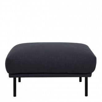 Larvik Fabric Footstool with Black Legs by Lavishway | Stools & Pouffes-40703