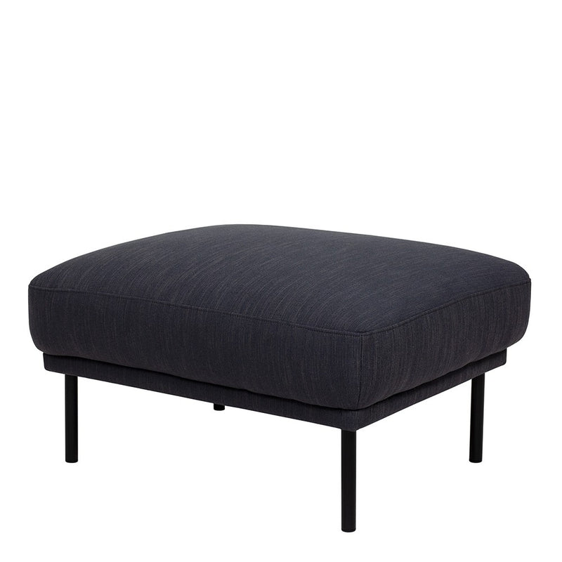 Larvik Fabric Footstool with Black Legs by Lavishway | Stools & Pouffes-40704