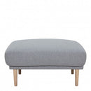 Larvik Fabric Grey Foot Stool With Oak Legs by Lavishway | Stools & Pouffes-40710